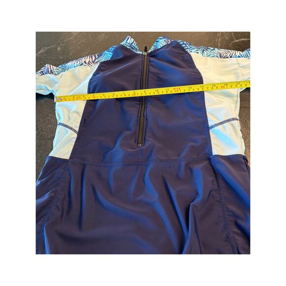Ladies Rash Guard  Blue longsleeve boy shorts one piece suit XL - Picture 6 of 9